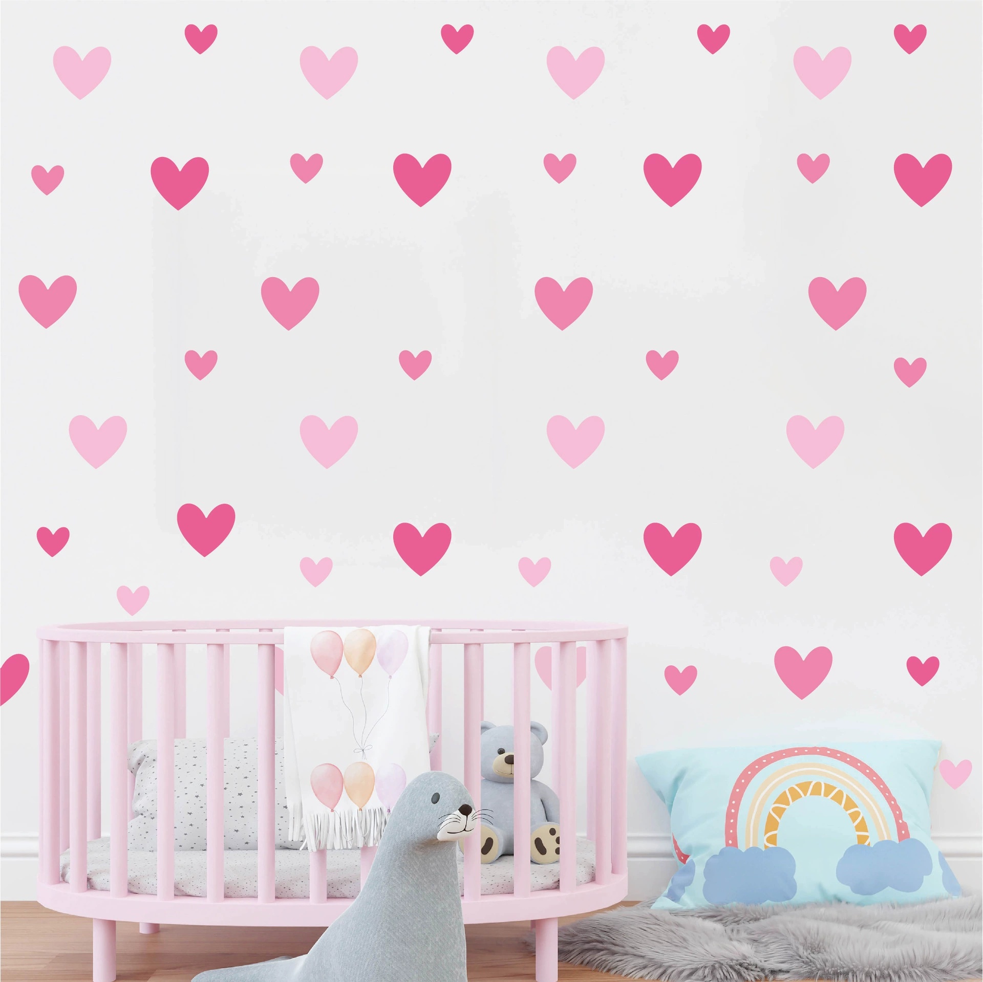 Baby Girl Nursery Quotes - 170pcs=10 Sheets Pink Heart Wall Stickers
