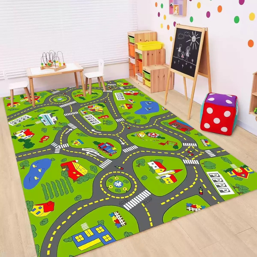 Baby Nursery Decor Girl - Kids Road Traffic Carpet Cartoon Car