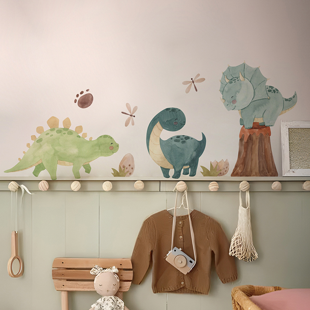 Baby Nursery Decor Girl - Dinosaur Wall Decals, Dino Alphabet Wall