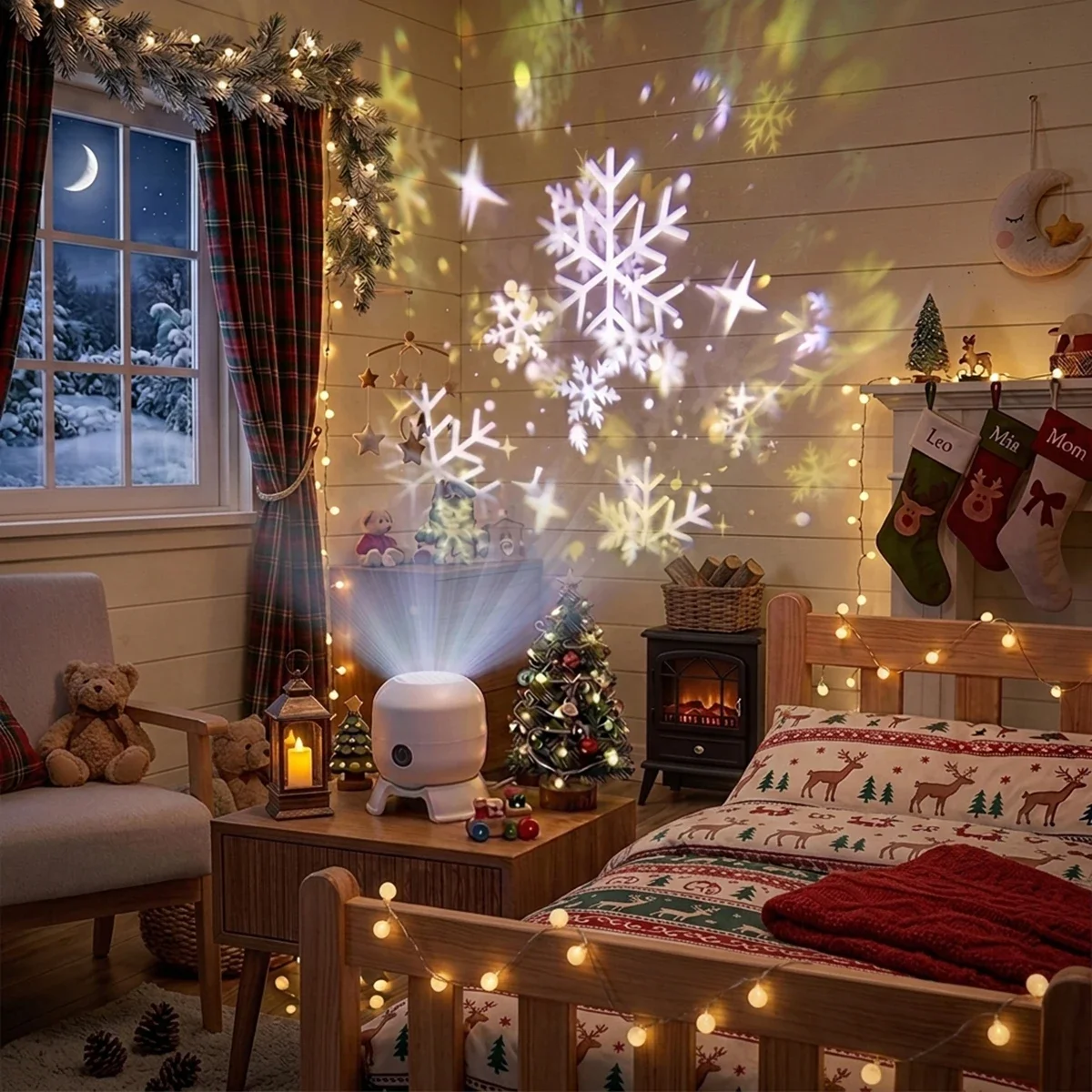 LED Rotating Snowflake Star Pr - Baby Nursery Wall Lights 评论和价格