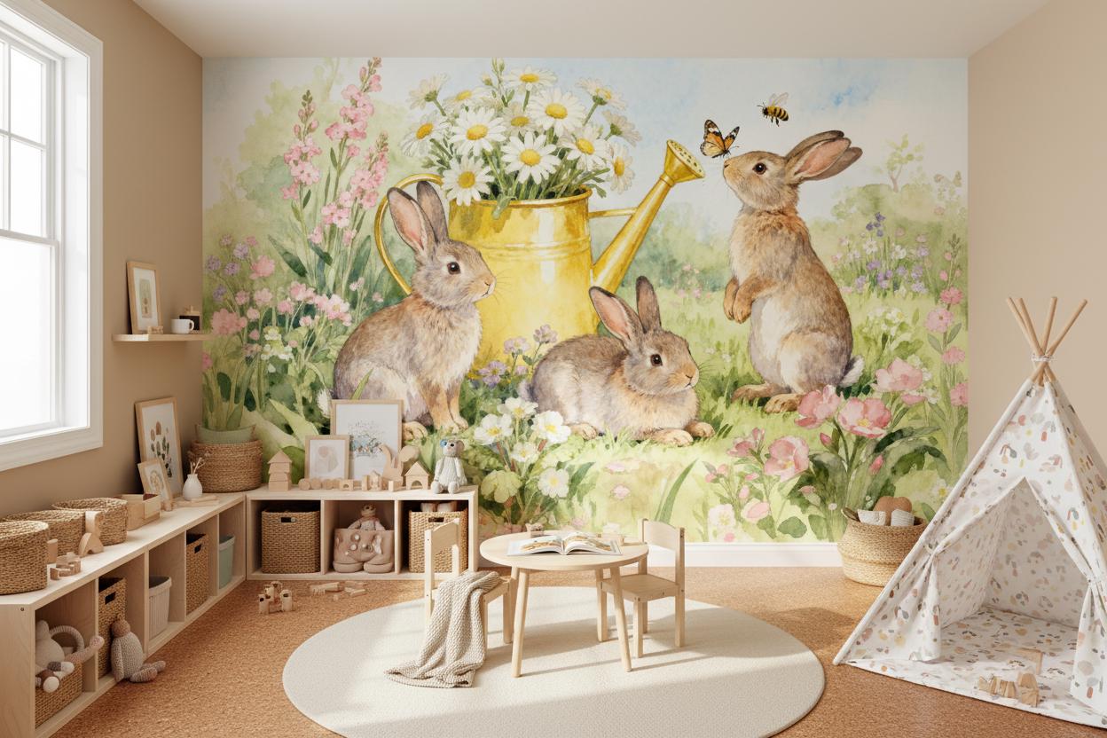 Cartoon Animal Wall Mural Kids - Baby Nursery Peel And Stick Wallpaper 评论和价格