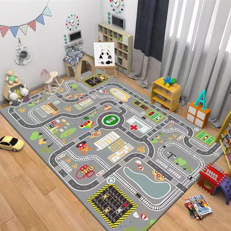 Kids Road Traffic Carpet Carto - Baby Nursery Decor Girl 评论和价格