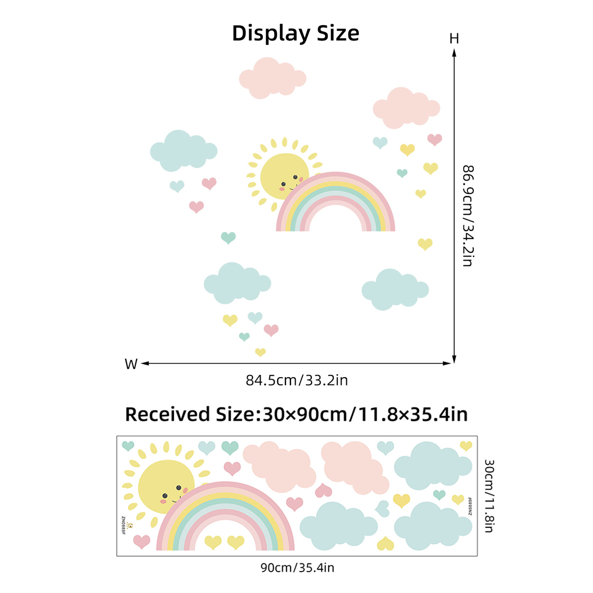 Cartoon Sun Rainbow Clouds Wal - Baby Nursery Decor Girl 评论和价格