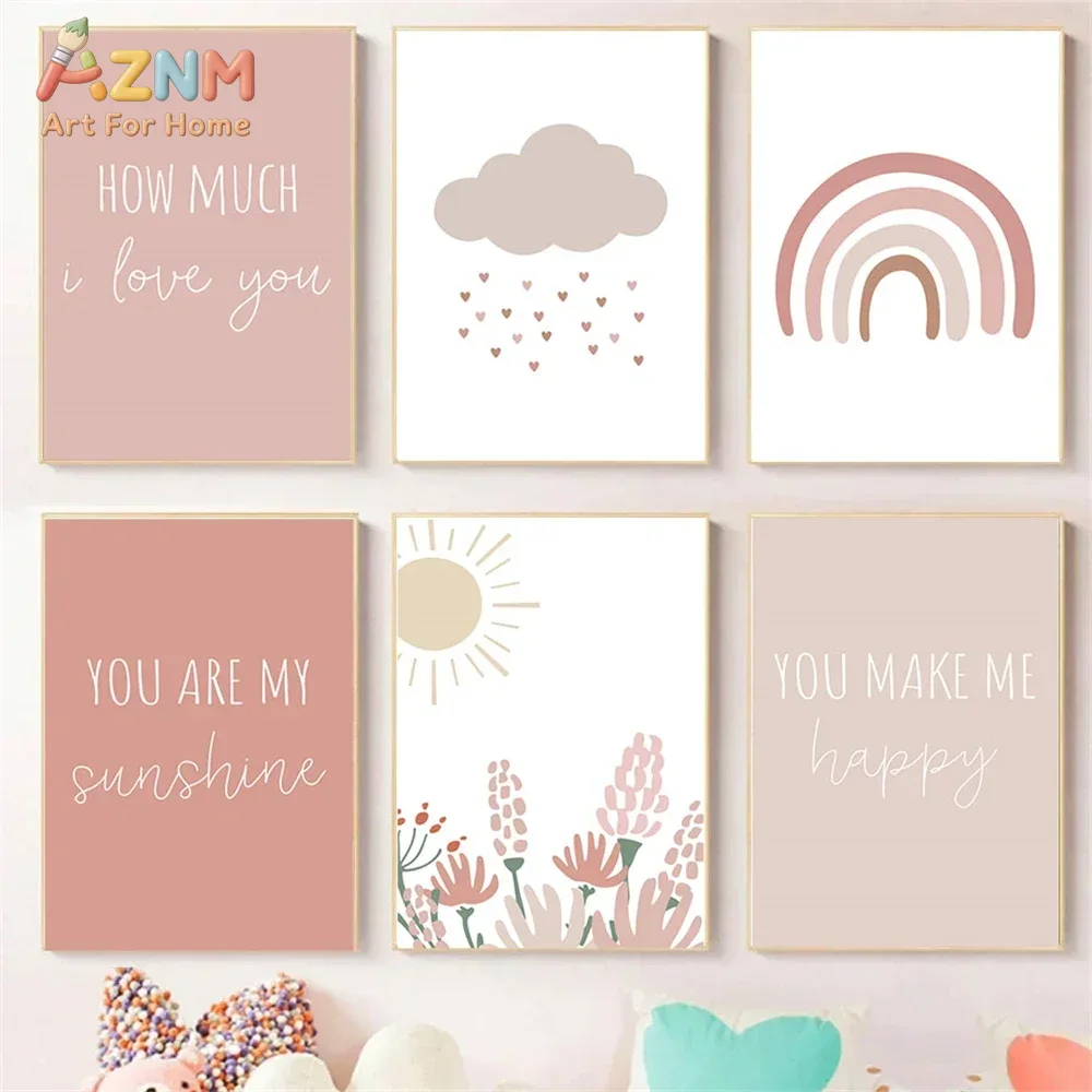 AZNM Boho Pink Rainbow Sun Flo - Baby Girl Nursery Quotes 评论和价格