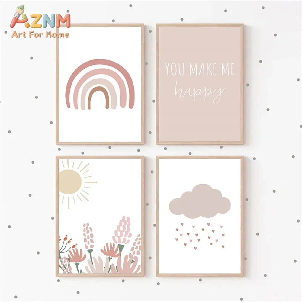 AZNM Boho Pink Rainbow Sun Flo - Baby Girl Nursery Quotes 评论和价格