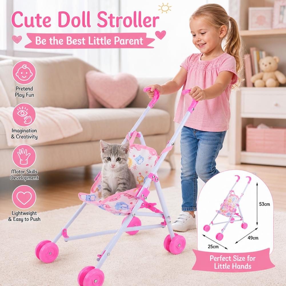 Doll Stroller Pink Baby Pram T - Baby Nursery Trolley 评论和价格