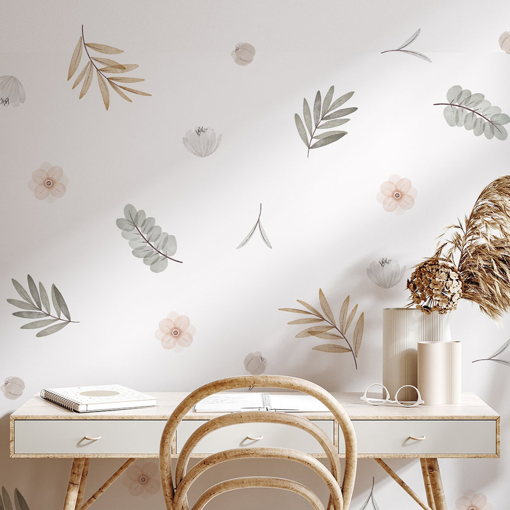 Boho Leaves Botanical DIY Wall - Baby Nursery Decor Girl 评论和价格