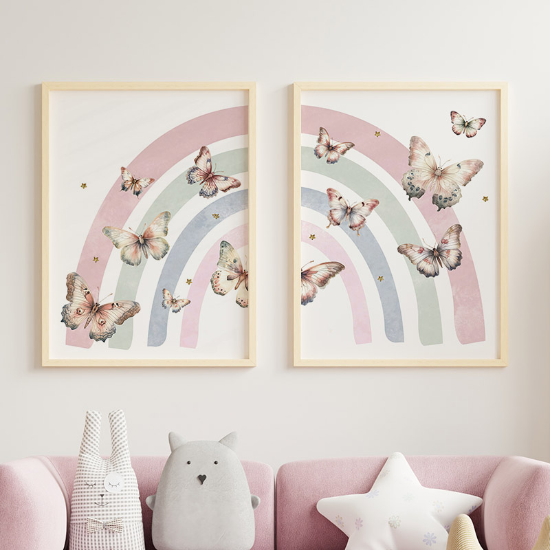 Pink Rainbow Butterfly Custom  - Baby Nursery Decor Girl 评论和价格