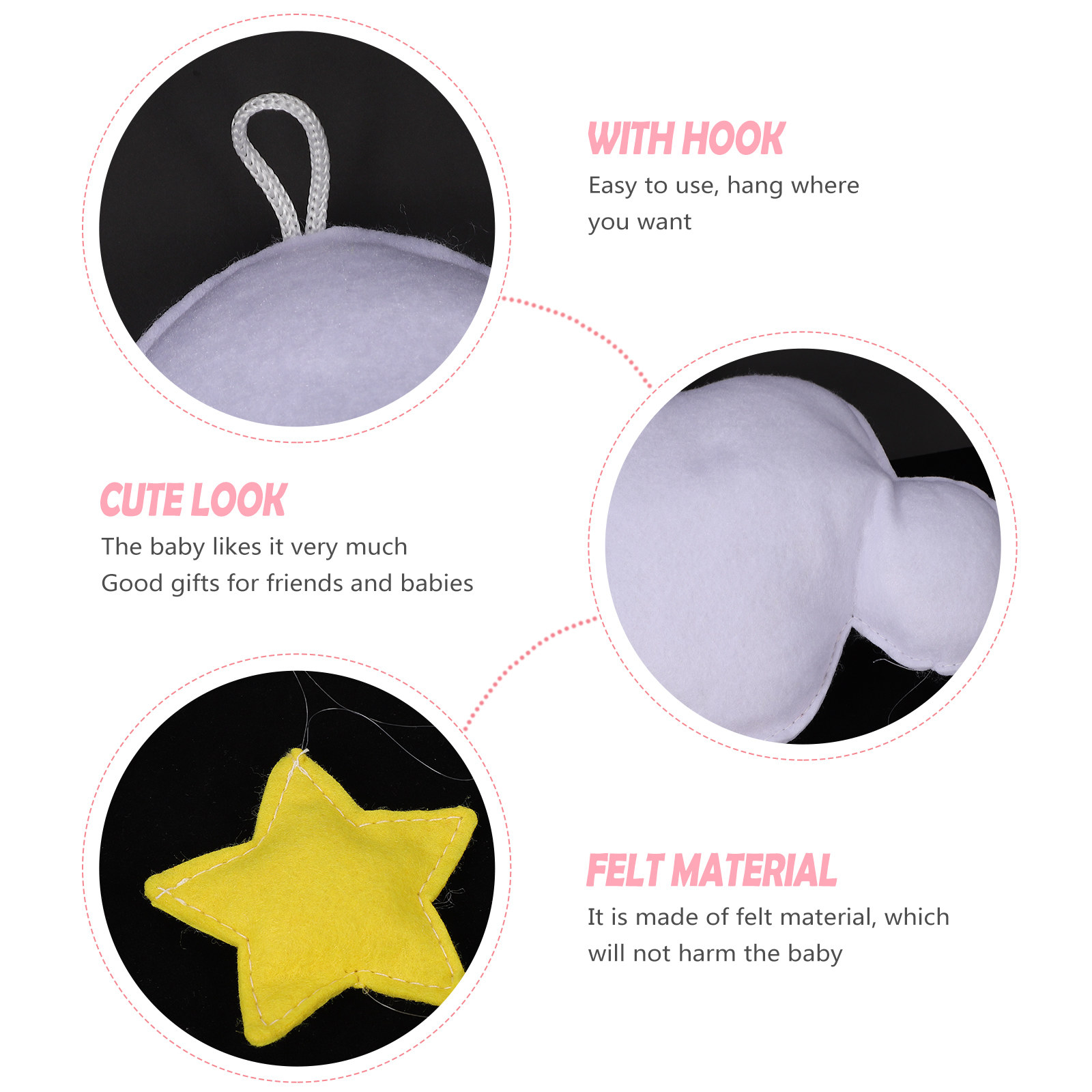 Lovely Cloud Star Felt Wall Ha - Baby Nursery Light Fixture 评论和价格